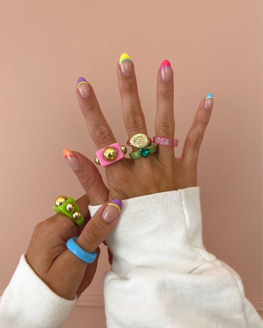 Manicure, nails, nail inspo, rings
