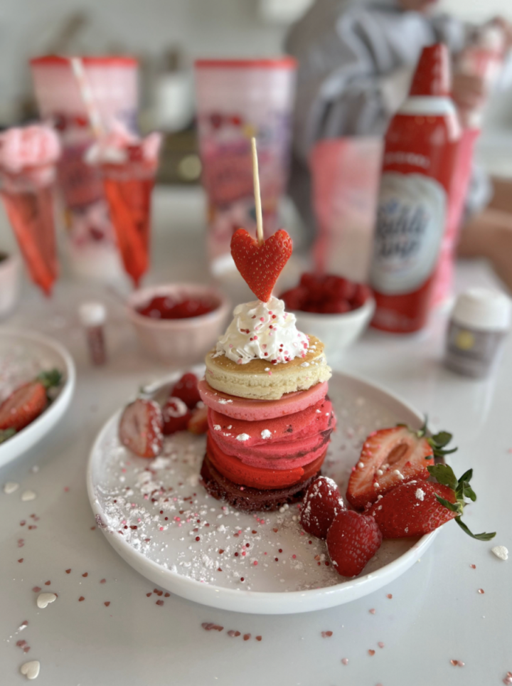 ombre valentine's pancakes