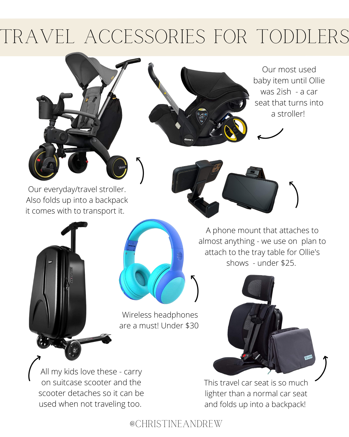 travel accessories, Doona stroller trike, travel car seats, traveling with toddler, toddler travel hacks, travel essentials, traveling with kids