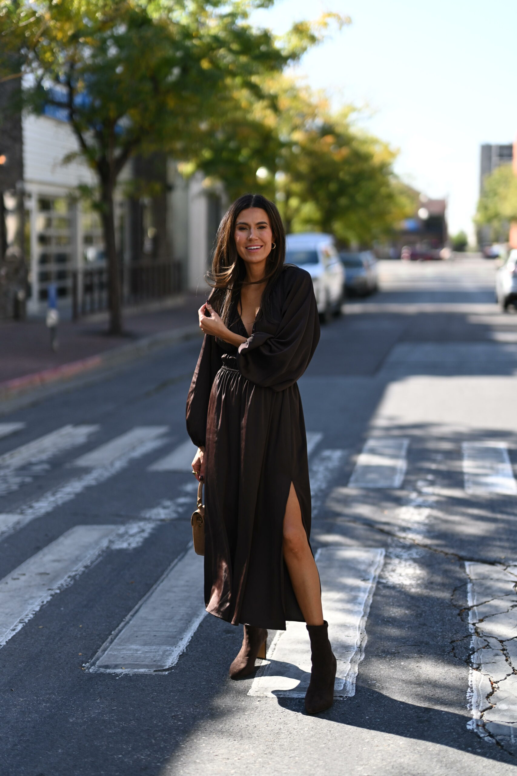 amazon drop brown dress christine andrew