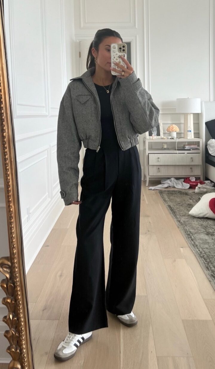 Christine Andrew in black abercrombie pants - casual work outfit