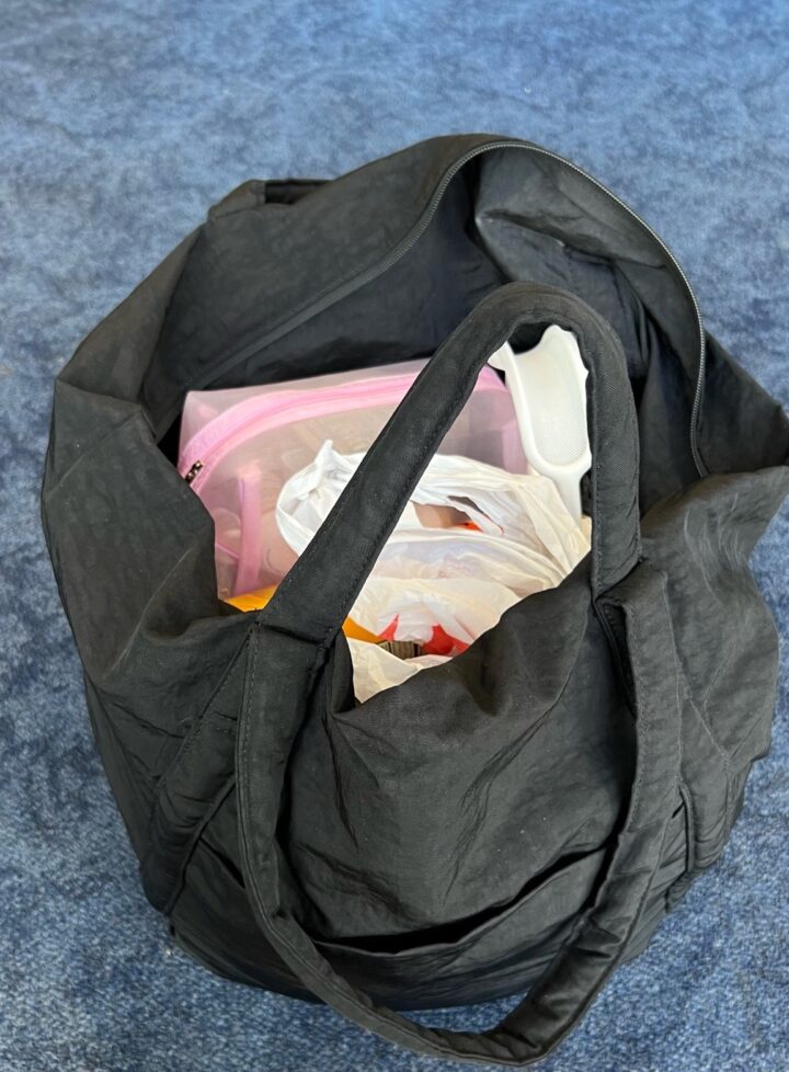Christine Andrew's travel carry on bag