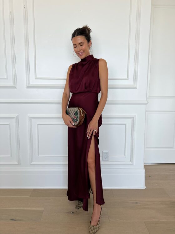 christine andrew weddng guest dress