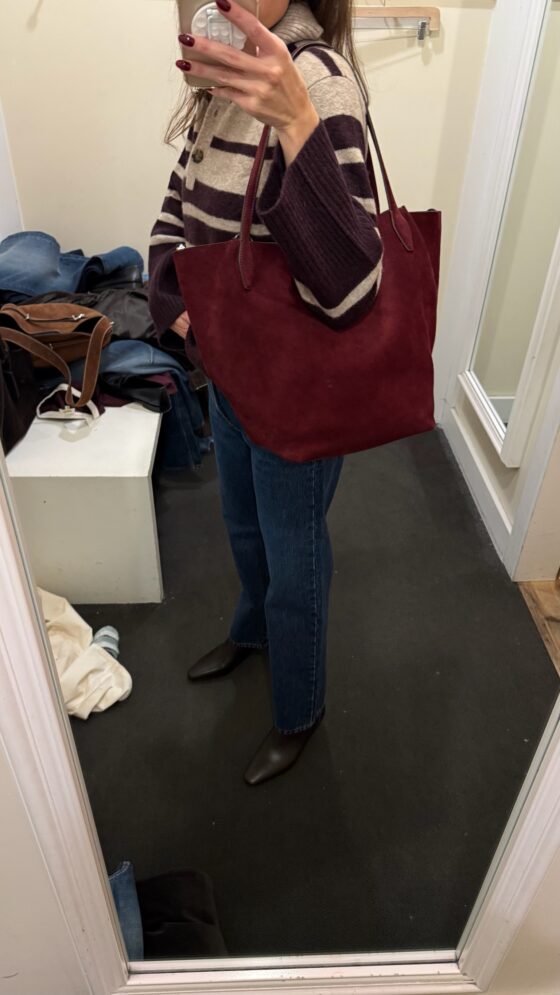 Christine Andrew in a Black Friday outfit from Madewell